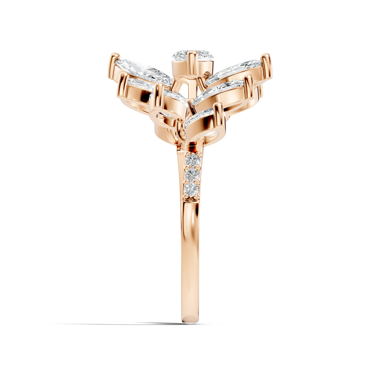 4.06t Marquise and Round Cut Diamond Unique Handcrafted Dainty Stacking Vintage Wedding Ring For Her