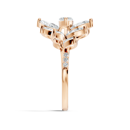 4.06t Marquise and Round Cut Diamond Unique Handcrafted Dainty Stacking Vintage Wedding Ring For Her