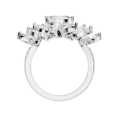 4.06t Marquise and Round Cut Diamond Unique Handcrafted Dainty Stacking Vintage Wedding Ring For Her