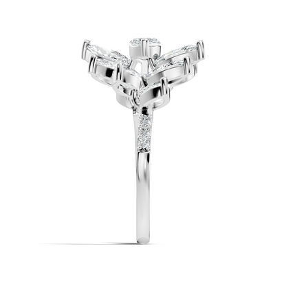 4.06t Marquise and Round Cut Diamond Unique Handcrafted Dainty Stacking Vintage Wedding Ring For Her