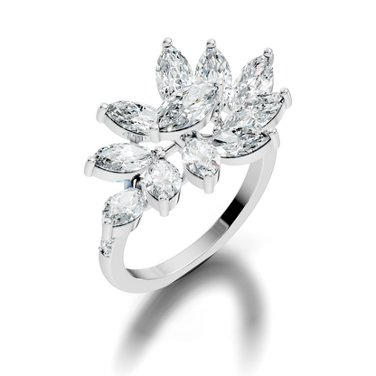 4.06t Marquise and Round Cut Diamond Unique Handcrafted Dainty Stacking Vintage Wedding Ring For Her