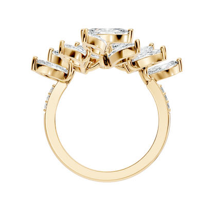 4.06t Marquise and Round Cut Diamond Unique Handcrafted Dainty Stacking Vintage Wedding Ring For Her