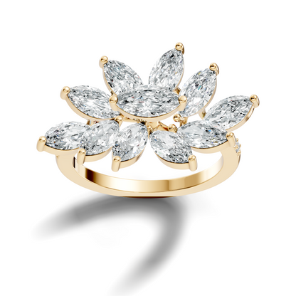 4.06t Marquise and Round Cut Diamond Unique Handcrafted Dainty Stacking Vintage Wedding Ring For Her