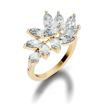 4.06t Marquise and Round Cut Diamond Unique Handcrafted Dainty Stacking Vintage Wedding Ring For Her