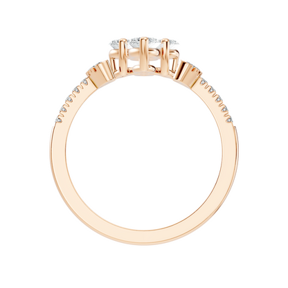 Vintage 1.38Ct Marquise and Round Cut White Colorless Diamond Unique Stackable Dainty Engagement Ring