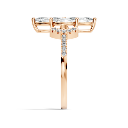 Vintage 1.38Ct Marquise and Round Cut White Colorless Diamond Unique Stackable Dainty Engagement Ring