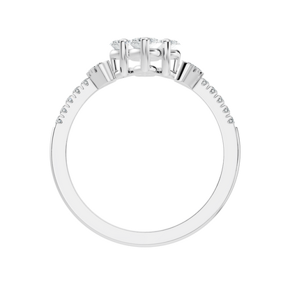 Vintage 1.38Ct Marquise and Round Cut White Colorless Diamond Unique Stackable Dainty Engagement Ring