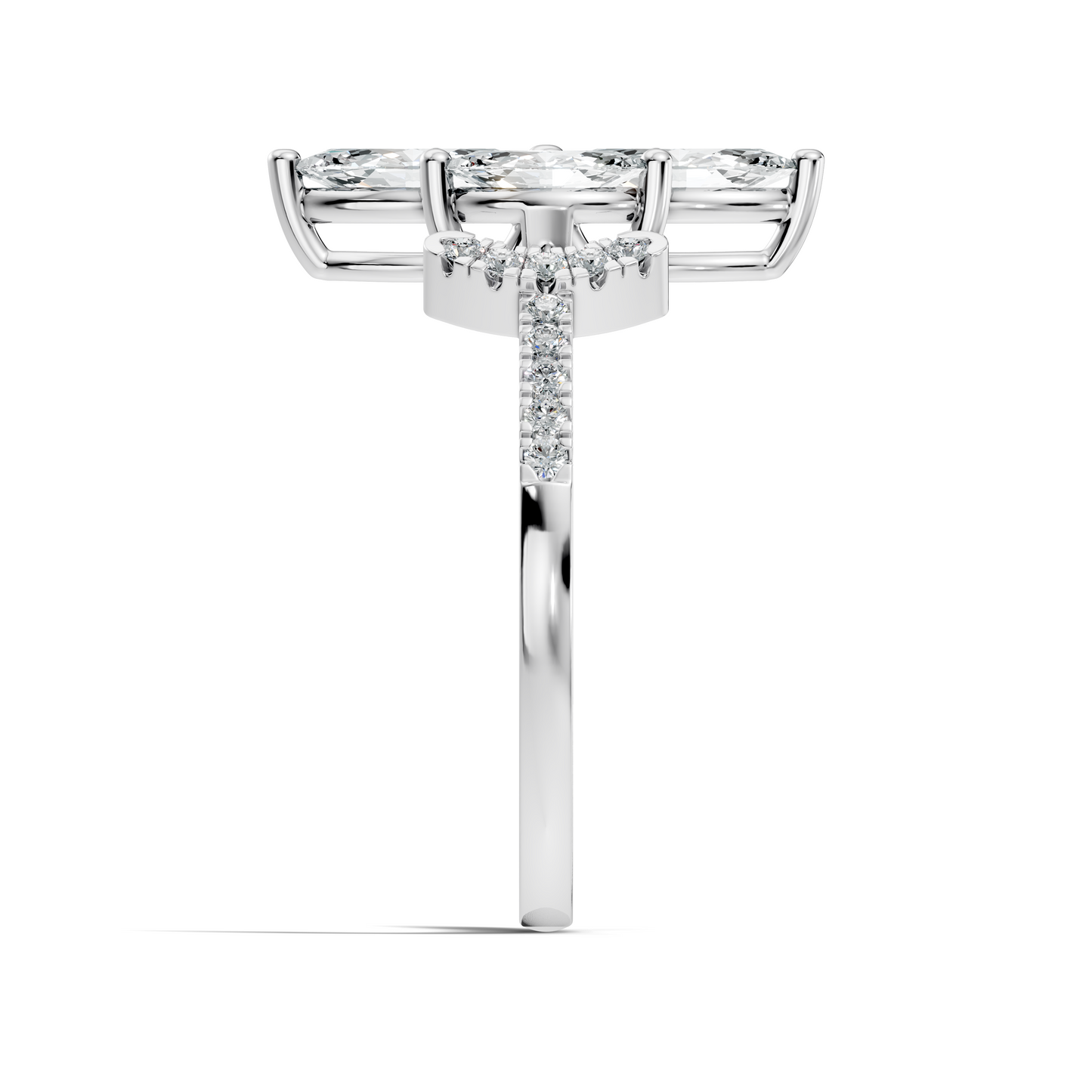 Vintage 1.38Ct Marquise and Round Cut White Colorless Diamond Unique Stackable Dainty Engagement Ring