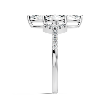 Vintage 1.38Ct Marquise and Round Cut White Colorless Diamond Unique Stackable Dainty Engagement Ring