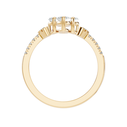 Vintage 1.38Ct Marquise and Round Cut White Colorless Diamond Unique Stackable Dainty Engagement Ring