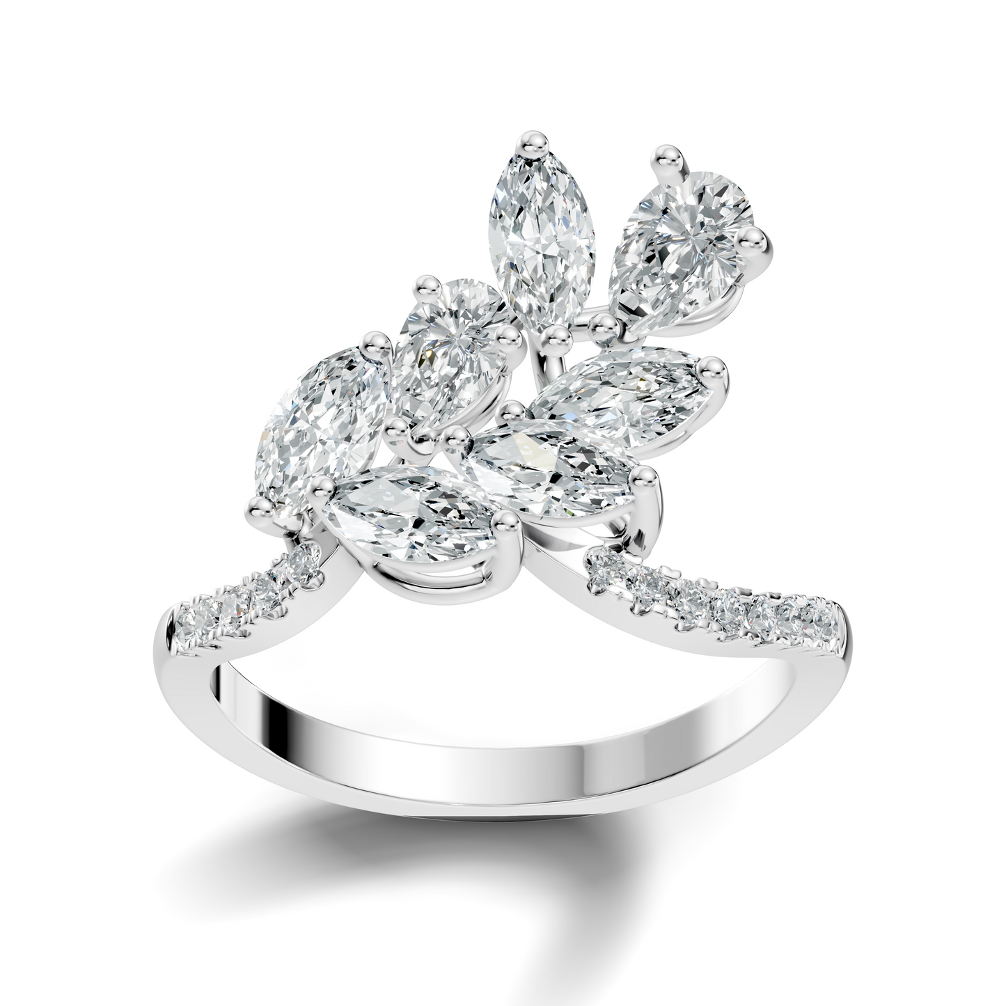 Pear, Marquise and Round Cut 1.88Ct Lab Grown Diamond Vintage Prong Set Dainty Wedding Wear Ring