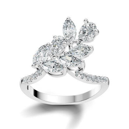 Pear, Marquise and Round Cut 1.88Ct Lab Grown Diamond Vintage Prong Set Dainty Wedding Wear Ring