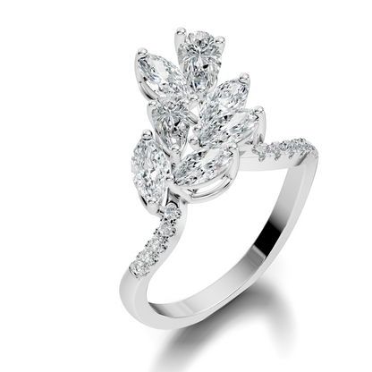 Pear, Marquise and Round Cut 1.88Ct Lab Grown Diamond Vintage Prong Set Dainty Wedding Wear Ring