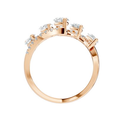 2.17Ct Round and Marquise Cut High Quality Diamond Antique Minimalist Statement Vintage Ring For Women's