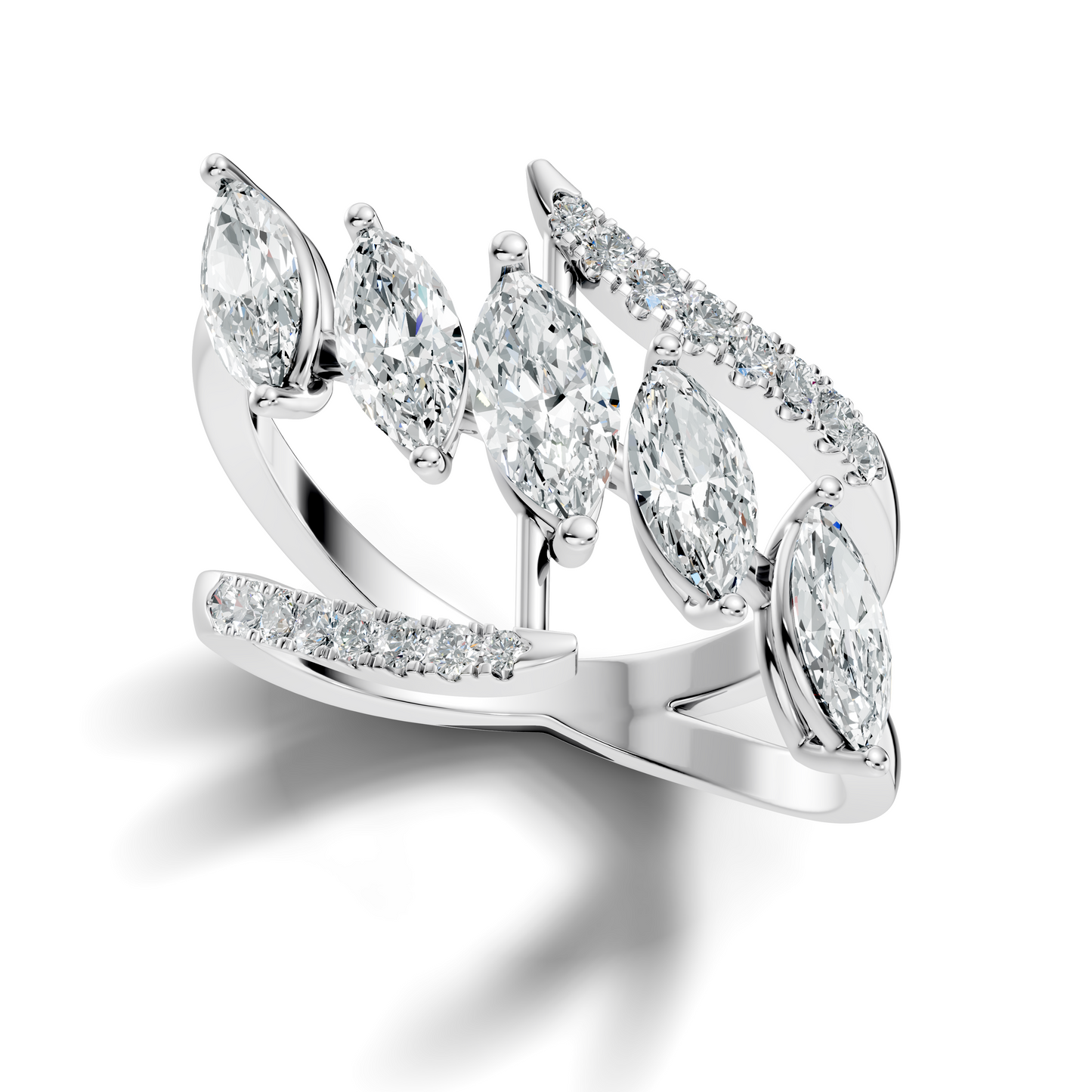 2.17Ct Round and Marquise Cut High Quality Diamond Antique Minimalist Statement Vintage Ring For Women's