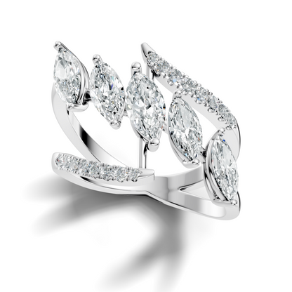 2.17Ct Round and Marquise Cut High Quality Diamond Antique Minimalist Statement Vintage Ring For Women's