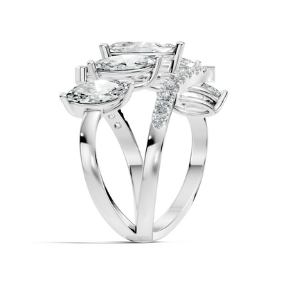 2.17Ct Round and Marquise Cut High Quality Diamond Antique Minimalist Statement Vintage Ring For Women's