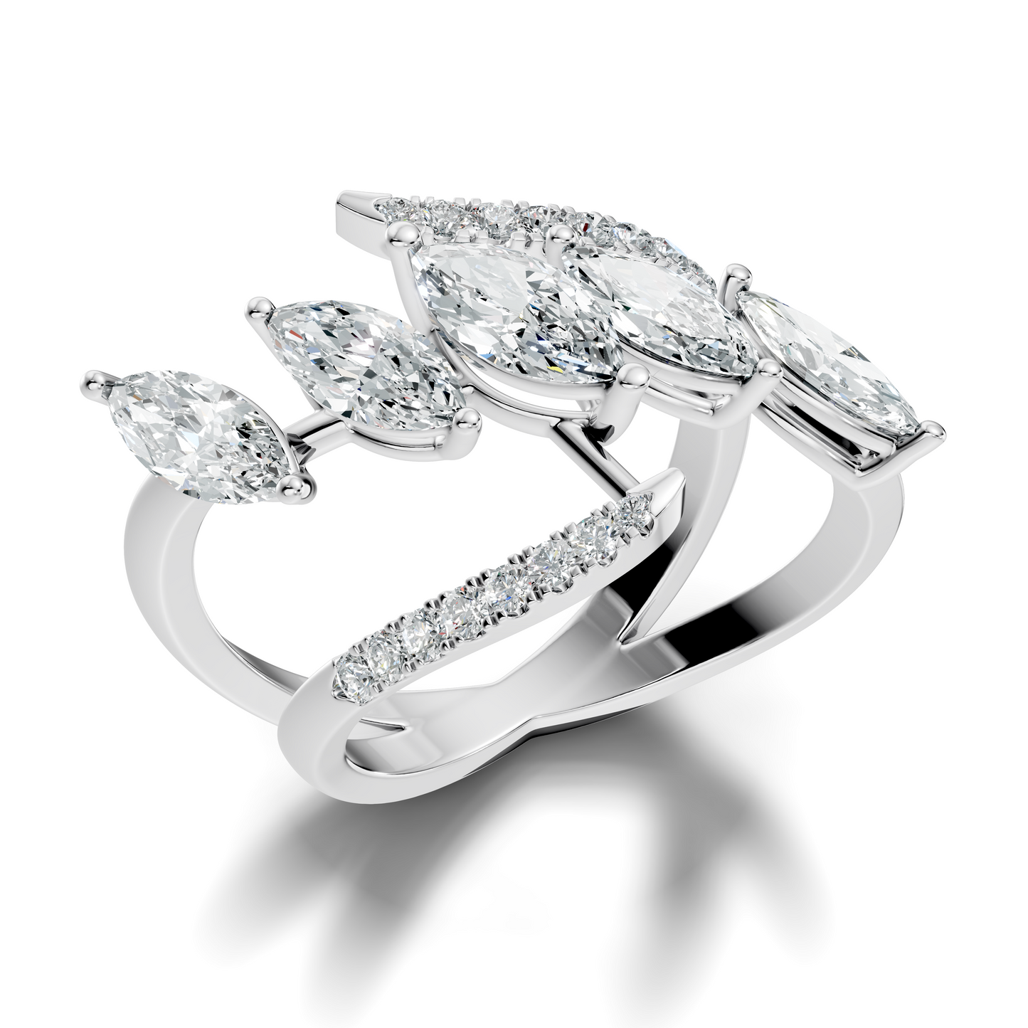 2.17Ct Round and Marquise Cut High Quality Diamond Antique Minimalist Statement Vintage Ring For Women's