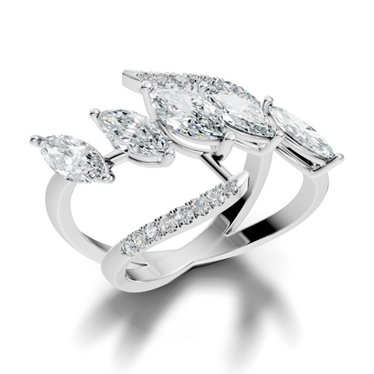 2.17Ct Round and Marquise Cut High Quality Diamond Antique Minimalist Statement Vintage Ring For Women's