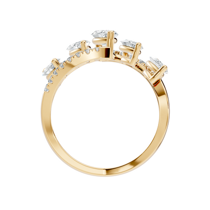 2.17Ct Round and Marquise Cut High Quality Diamond Antique Minimalist Statement Vintage Ring For Women's