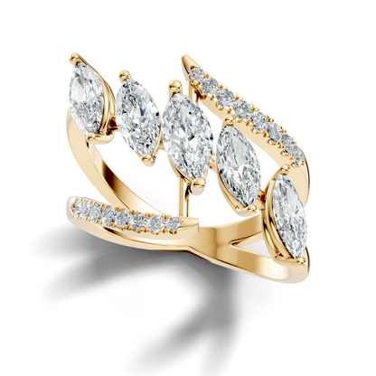 2.17Ct Round and Marquise Cut High Quality Diamond Antique Minimalist Statement Vintage Ring For Women's