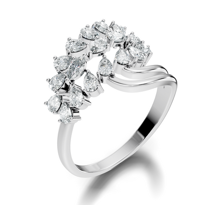 2.31Ct Pear and Marquise Cut Diamond Antique Delicate Vintage Cluster Engagement Ring For Her