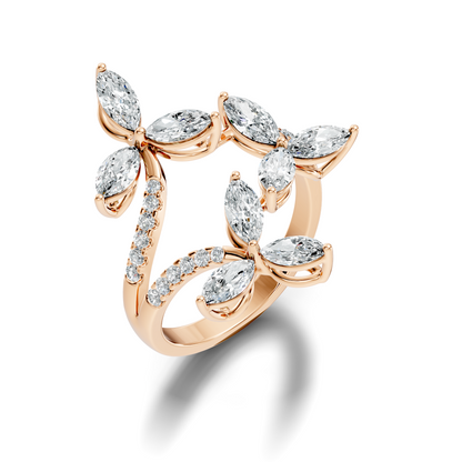 2.44Ct Round and Marquise Cut Lab Grown Diamond Unique Vintage Cluster Wedding Ring For Women's