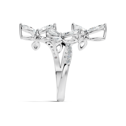 2.44Ct Round and Marquise Cut Lab Grown Diamond Unique Vintage Cluster Wedding Ring For Women's