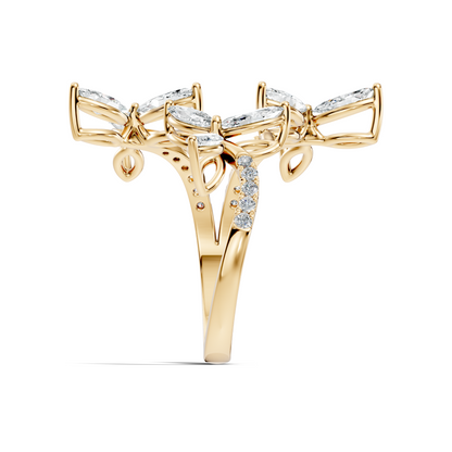 2.44Ct Round and Marquise Cut Lab Grown Diamond Unique Vintage Cluster Wedding Ring For Women's