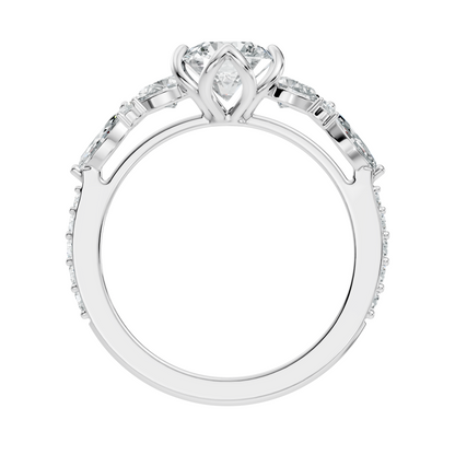 Round, Marquise and Pear Cut 1.80Ct Lab Grown Diamond Unique Delicate Prong Set Dainty Ring For Women's