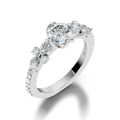 Round, Marquise and Pear Cut 1.80Ct Lab Grown Diamond Unique Delicate Prong Set Dainty Ring For Women's