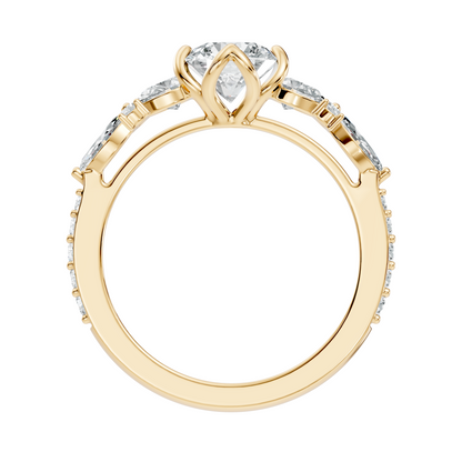 Round, Marquise and Pear Cut 1.80Ct Lab Grown Diamond Unique Delicate Prong Set Dainty Ring For Women's