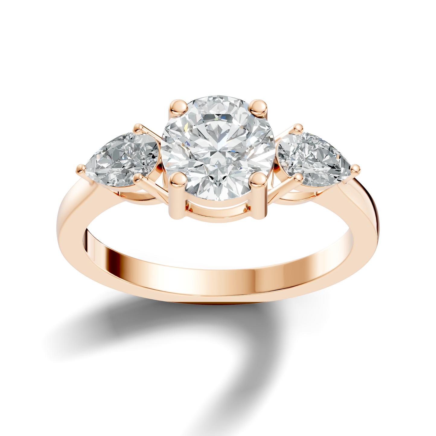 1.80Ct Pear and Round Cut High Quality Diamond Vintage Delicate Three Stone Dainty Party Wear Ring