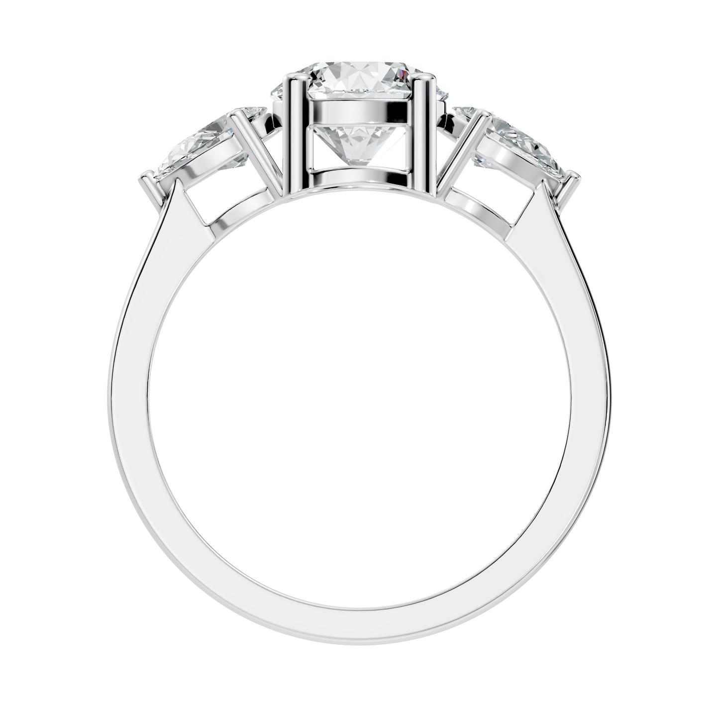 1.80Ct Pear and Round Cut High Quality Diamond Vintage Delicate Three Stone Dainty Party Wear Ring