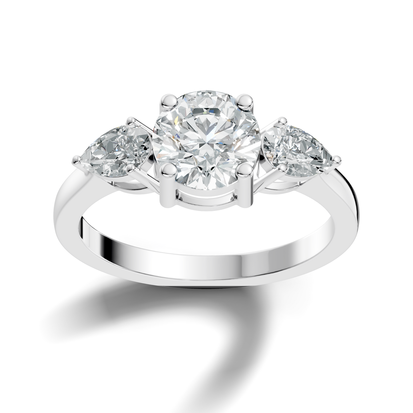 1.80Ct Pear and Round Cut High Quality Diamond Vintage Delicate Three Stone Dainty Party Wear Ring