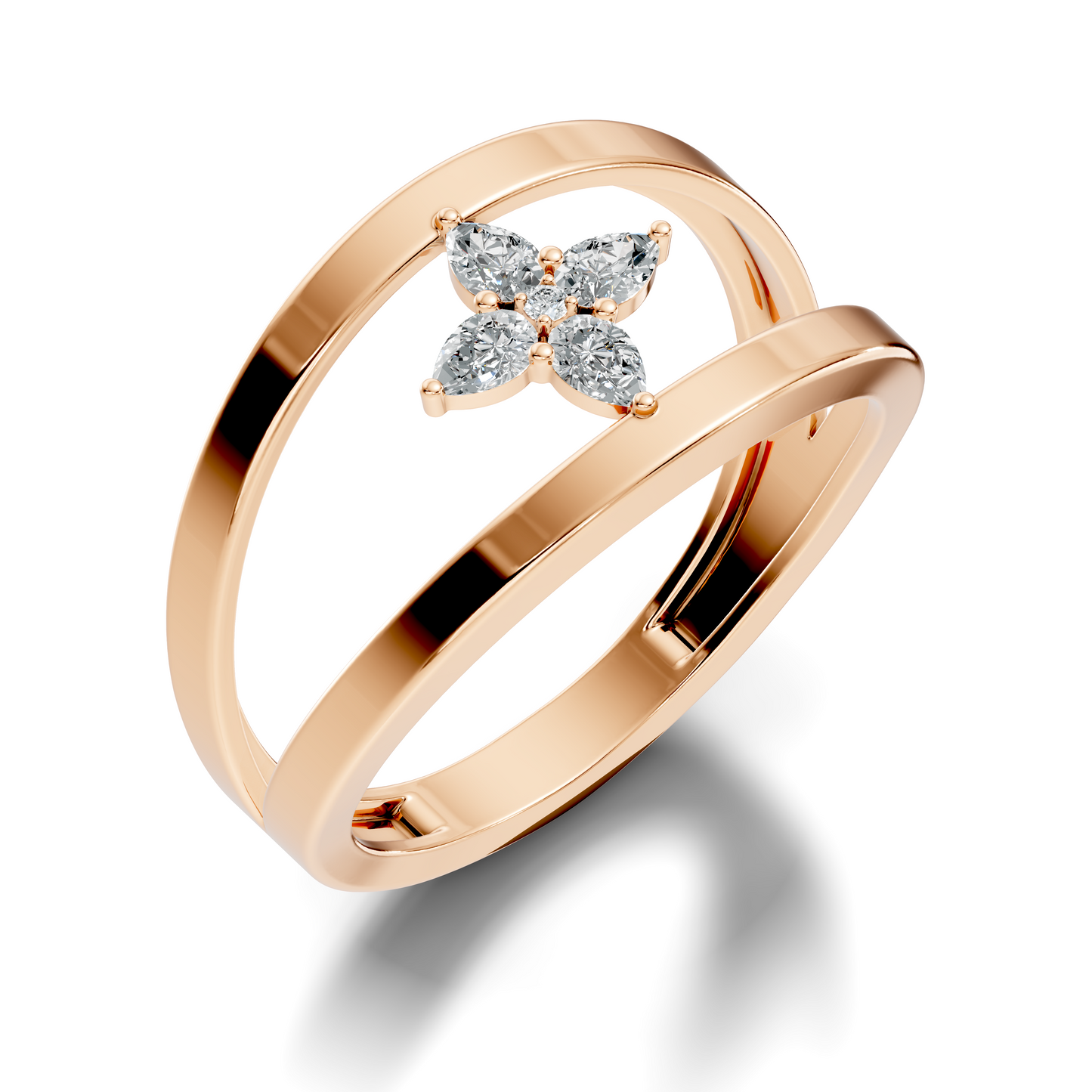 Round and Pear Cut White Colorless Diamond Unique vintage Classic Dainty Party Wear Ring For Women's