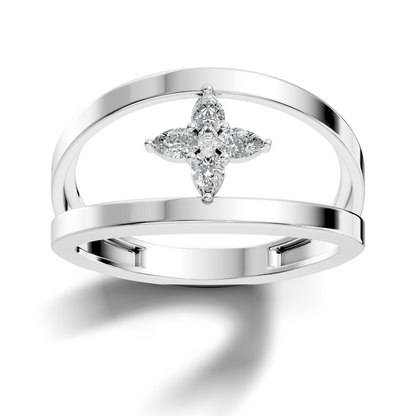 Round and Pear Cut White Colorless Diamond Unique vintage Classic Dainty Party Wear Ring For Women's