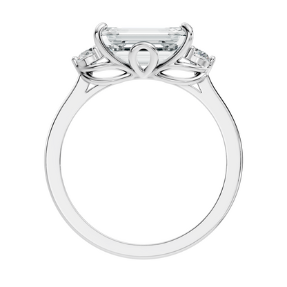 3.45Ct Emerald and Round Cut Lab Grown Diamond Unique Minimalist Prong Set Dainty Cluster Ring For Her