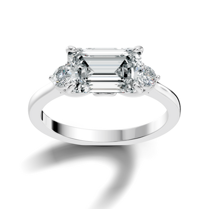 3.45Ct Emerald and Round Cut Lab Grown Diamond Unique Minimalist Prong Set Dainty Cluster Ring For Her