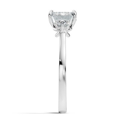 3.45Ct Emerald and Round Cut Lab Grown Diamond Unique Minimalist Prong Set Dainty Cluster Ring For Her