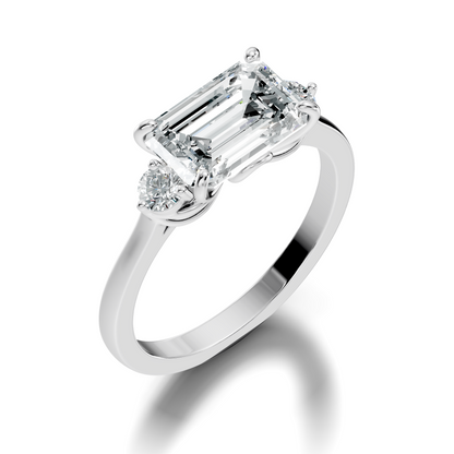 3.45Ct Emerald and Round Cut Lab Grown Diamond Unique Minimalist Prong Set Dainty Cluster Ring For Her