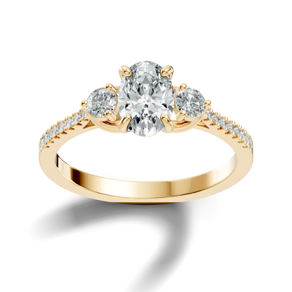 1.40Ct Oval and Round Cut White Colorless Diamond Unique Vintage Sparkling Dainty Wedding Ring For Women's