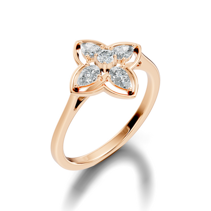 Pear and Round Cut High Quality Lab Grown Diamond Unique Art Deco Vintage Stacking Ring For Her