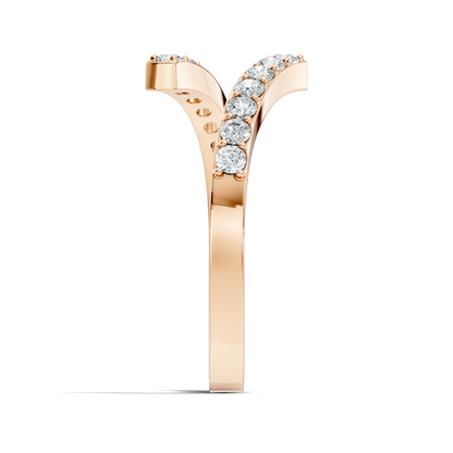 Round Cut White Colorless Lab Grown Diamond Unique Bypass Dainty Party Wear Ring For Women's