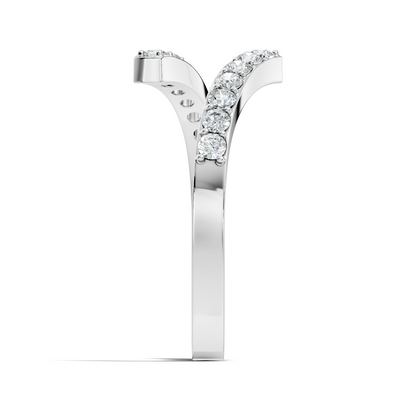 Round Cut White Colorless Lab Grown Diamond Unique Bypass Dainty Party Wear Ring For Women's