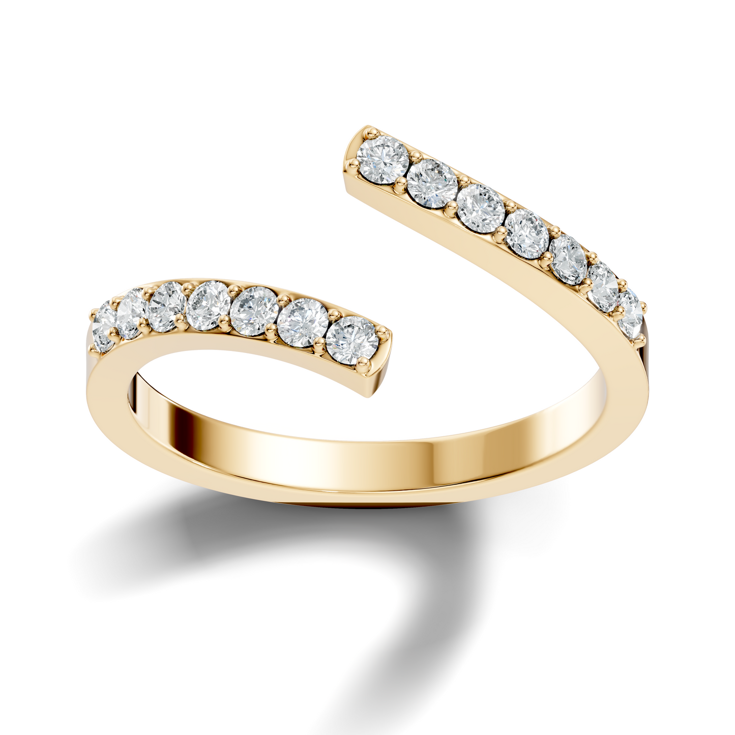 Round Cut White Colorless Lab Grown Diamond Unique Bypass Dainty Party Wear Ring For Women's