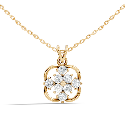 Unique Round Cut Diamond Pendant In 14K Solid Gold Personalized Jewelry For Women's