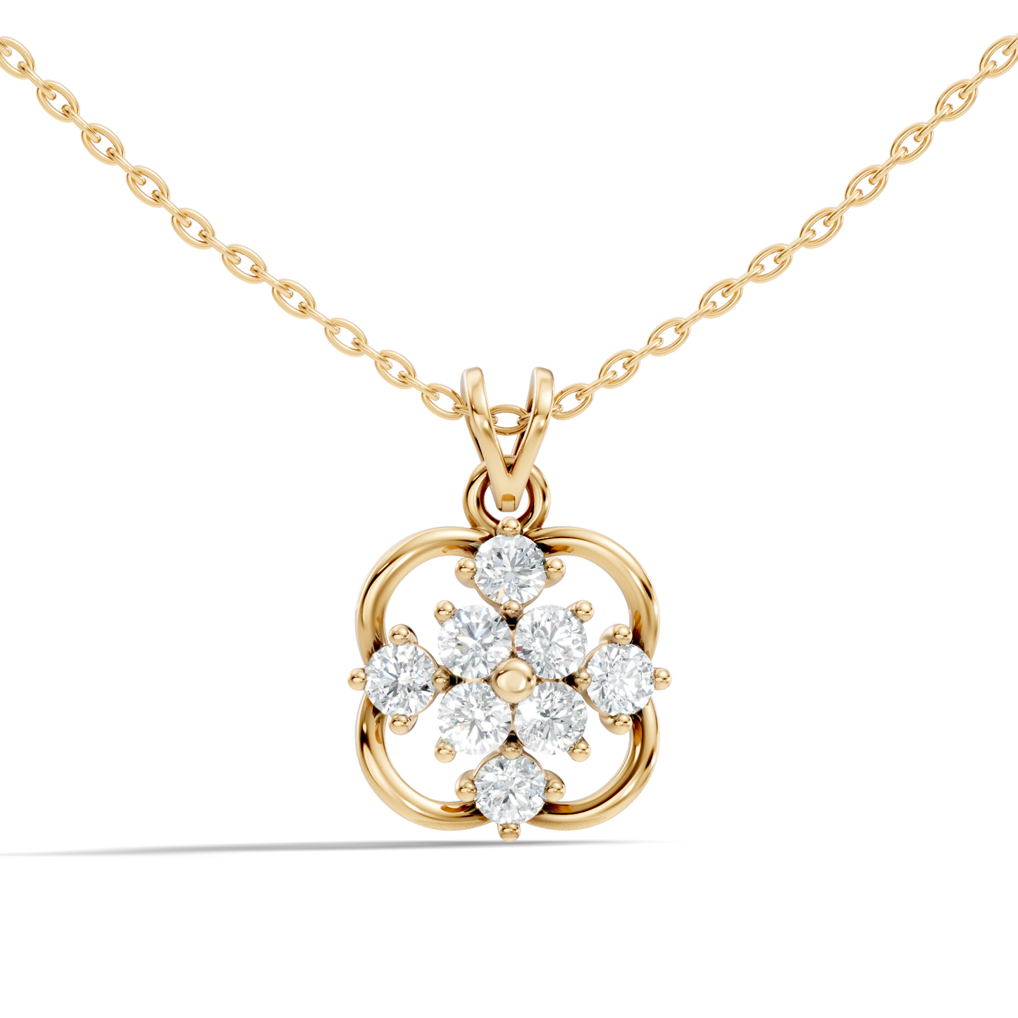 Unique Round Cut Diamond Pendant In 14K Solid Gold Personalized Jewelry For Women's