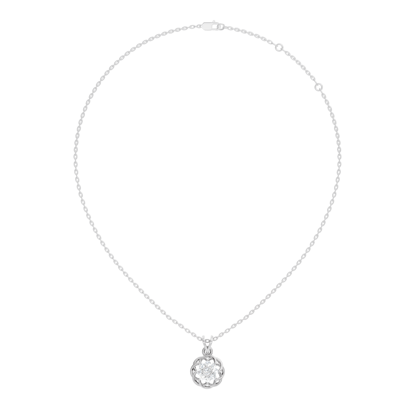 Unique Round Cut Diamond Pendant In 14K White Gold Customized Jewelry For Her