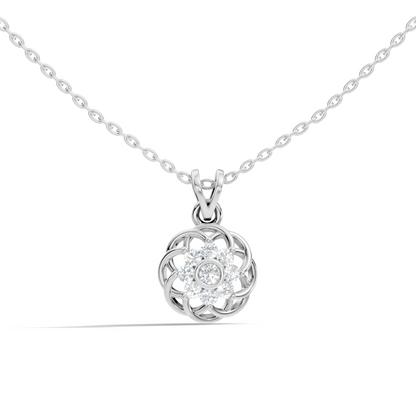 Unique Round Cut Diamond Pendant In 14K White Gold Customized Jewelry For Her